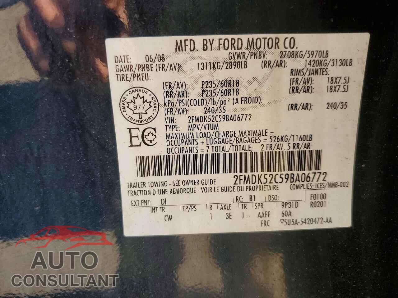 FORD FLEX 2009 - 2FMDK52C59BA06772