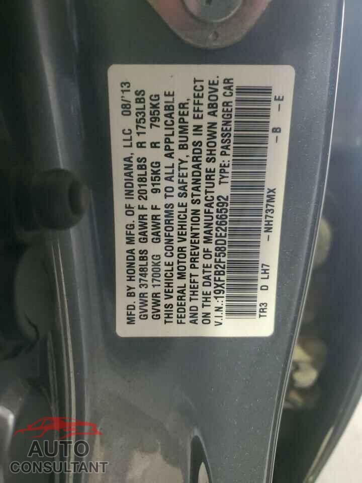 HONDA CIVIC 2013 - 19XFB2F58DE266592