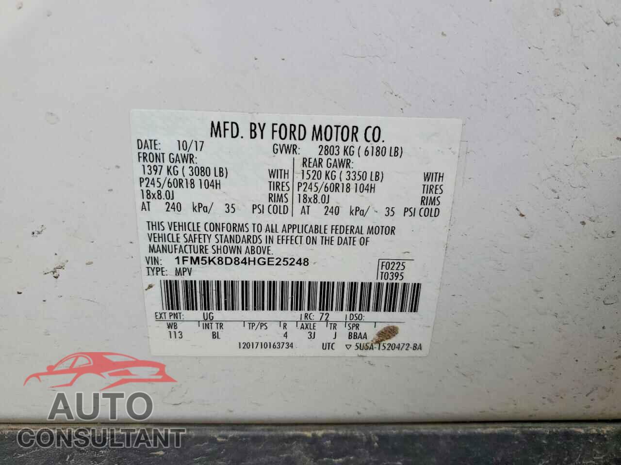 FORD EXPLORER 2017 - 1FM5K8D84HGE25248