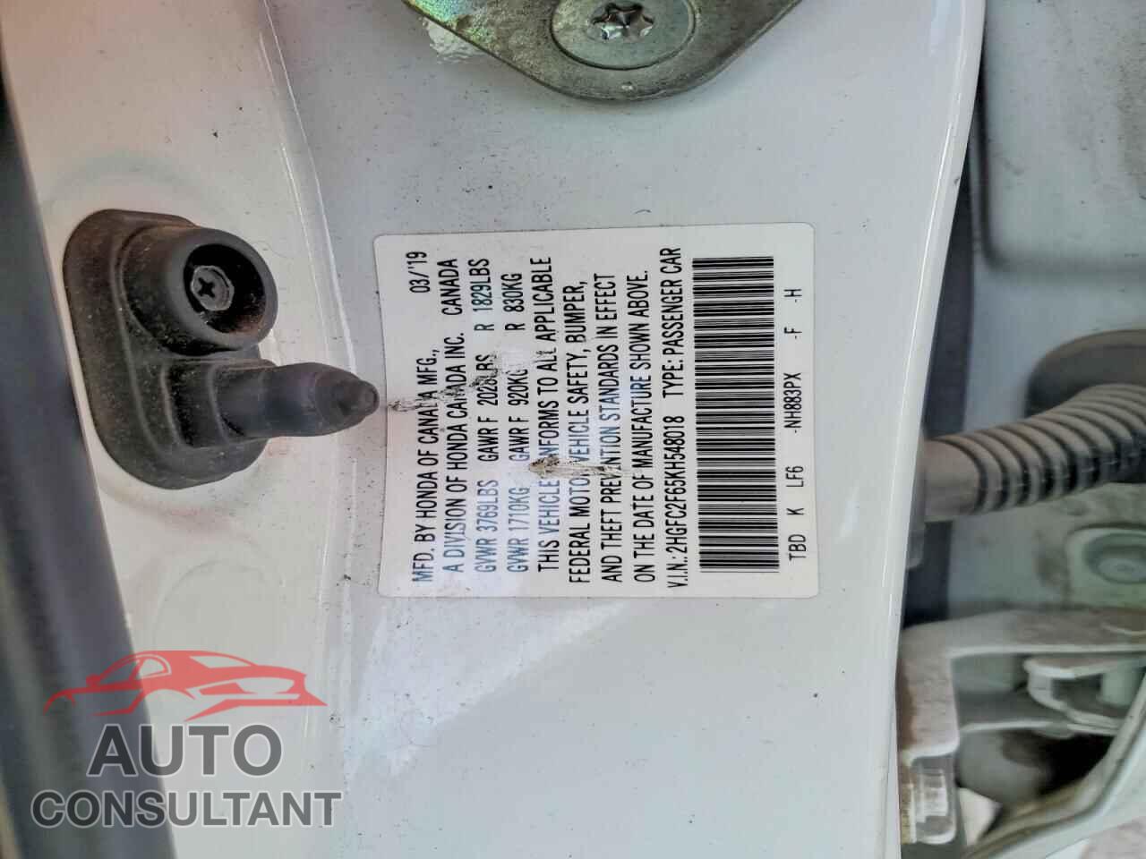 HONDA CIVIC 2019 - 2HGFC2F65KH548018