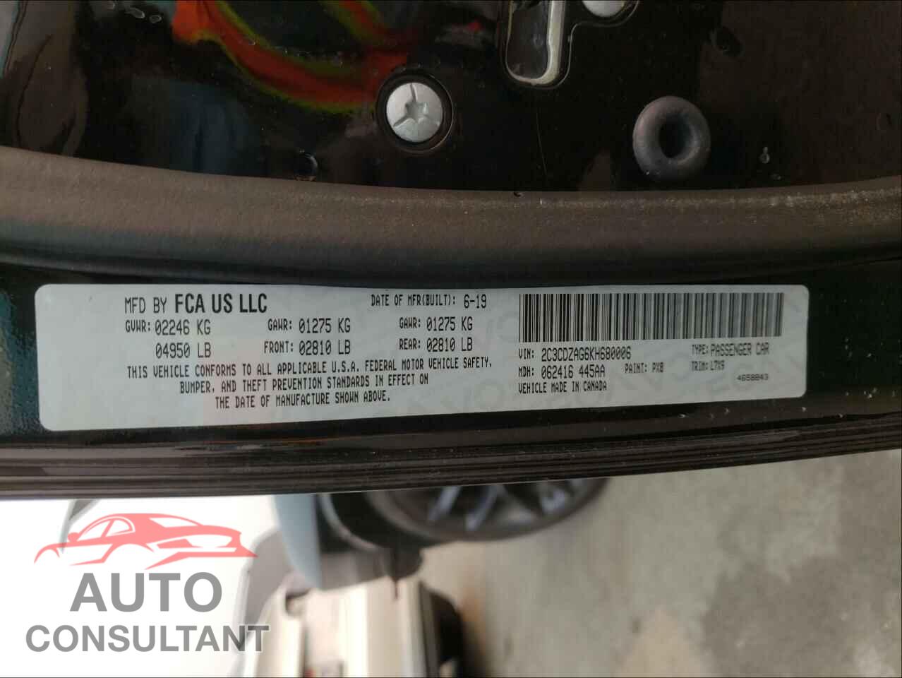 DODGE CHALLENGER 2019 - 2C3CDZAG6KH680006