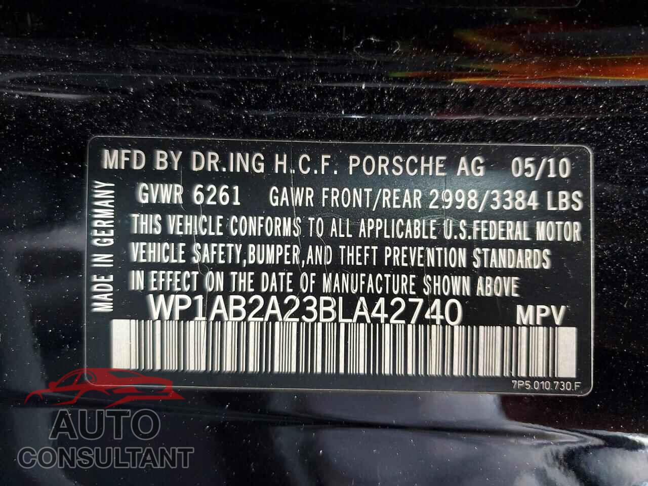 PORSCHE CAYENNE 2011 - WP1AB2A23BLA42740