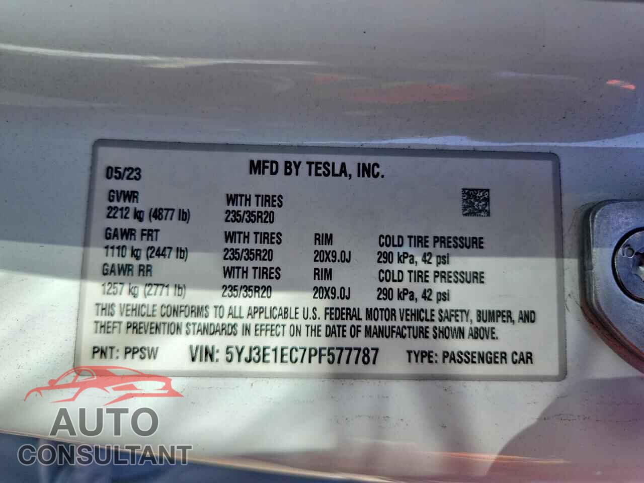 TESLA MODEL 3 2023 - 5YJ3E1EC7PF577787