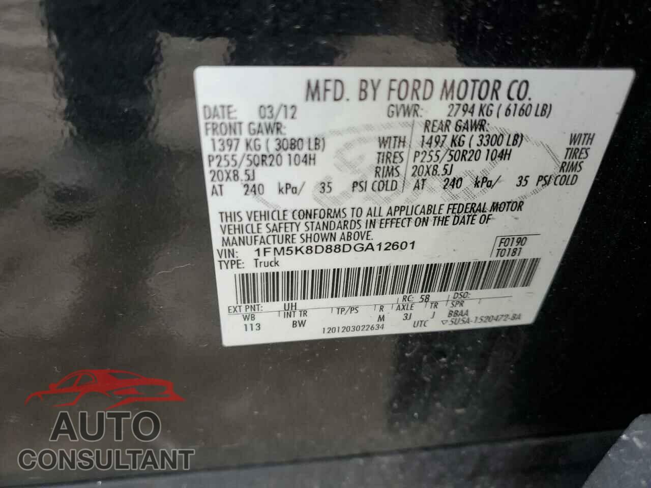 FORD EXPLORER 2013 - 1FM5K8D88DGA12601