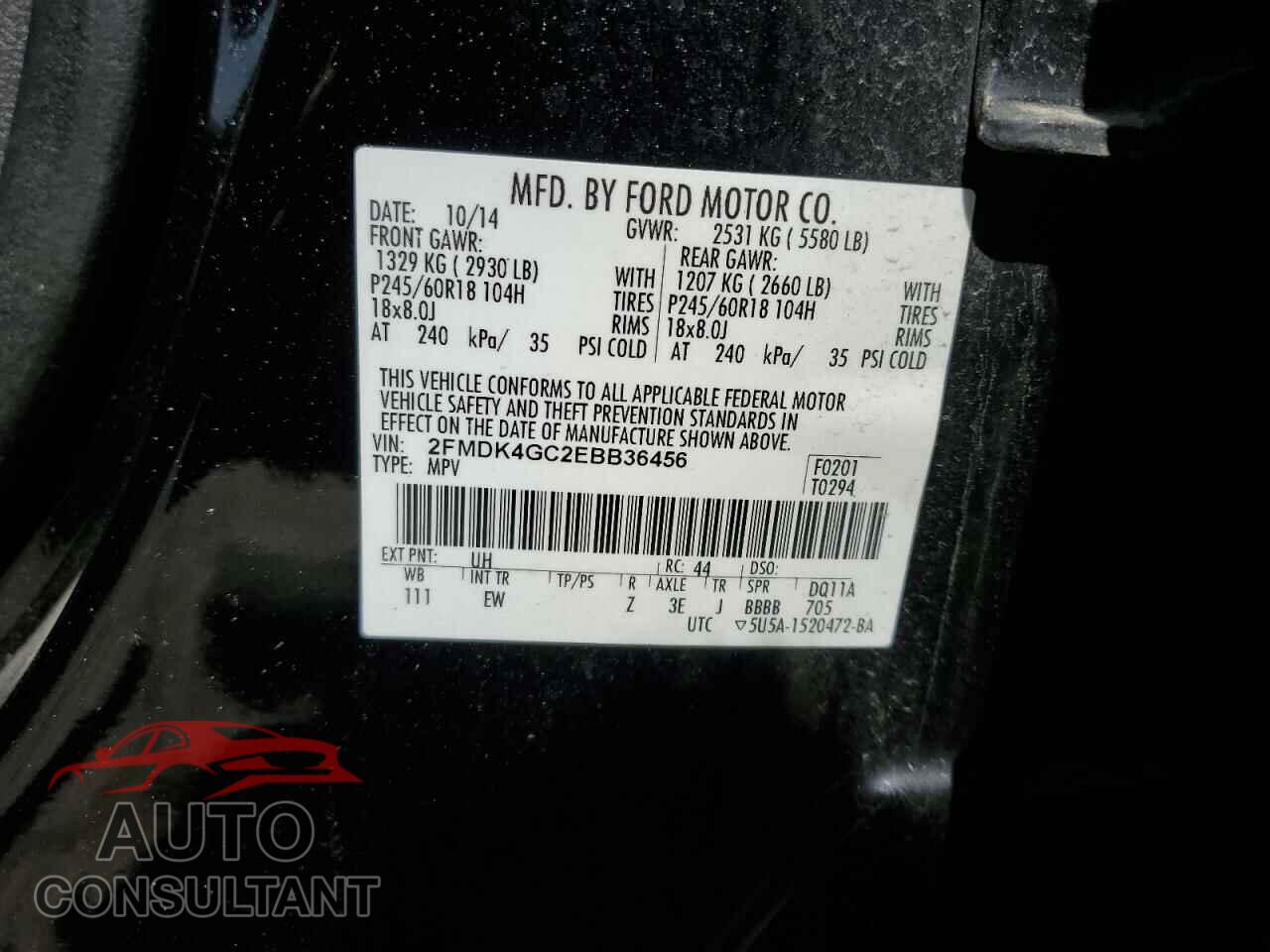 FORD EDGE 2014 - 2FMDK4GC2EBB36456
