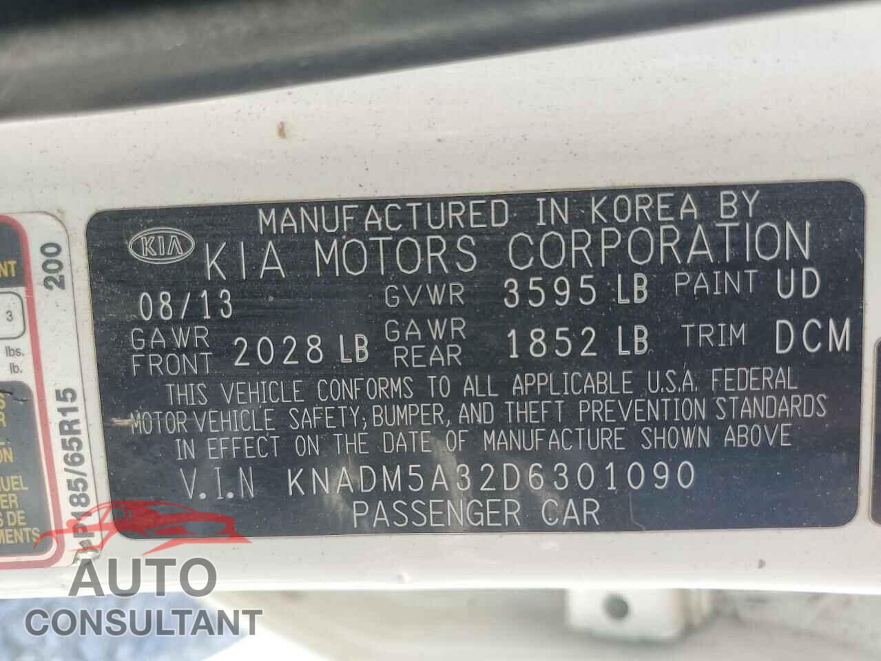 KIA RIO 2013 - KNADM5A32D6301090