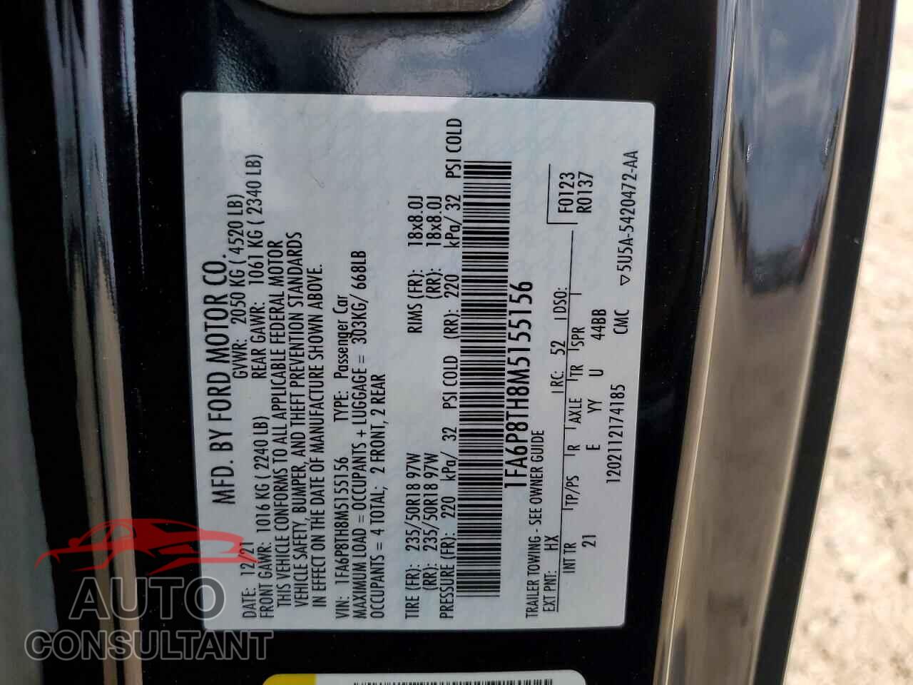FORD MUSTANG 2021 - 1FA6P8TH8M5155156