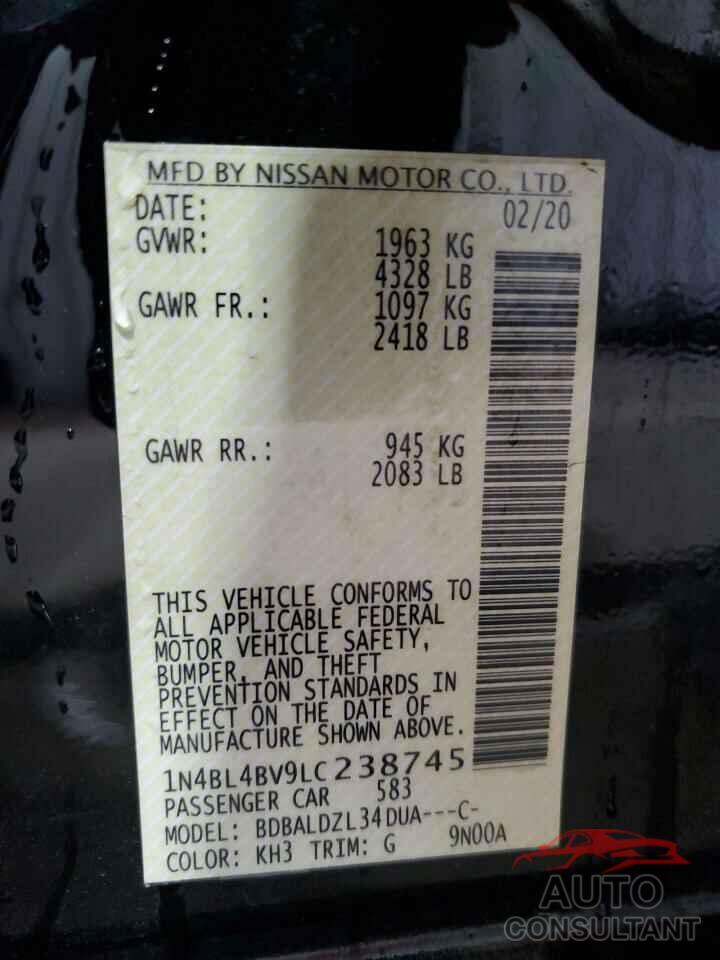 NISSAN ALTIMA 2020 - 1N4BL4BV9LC238745