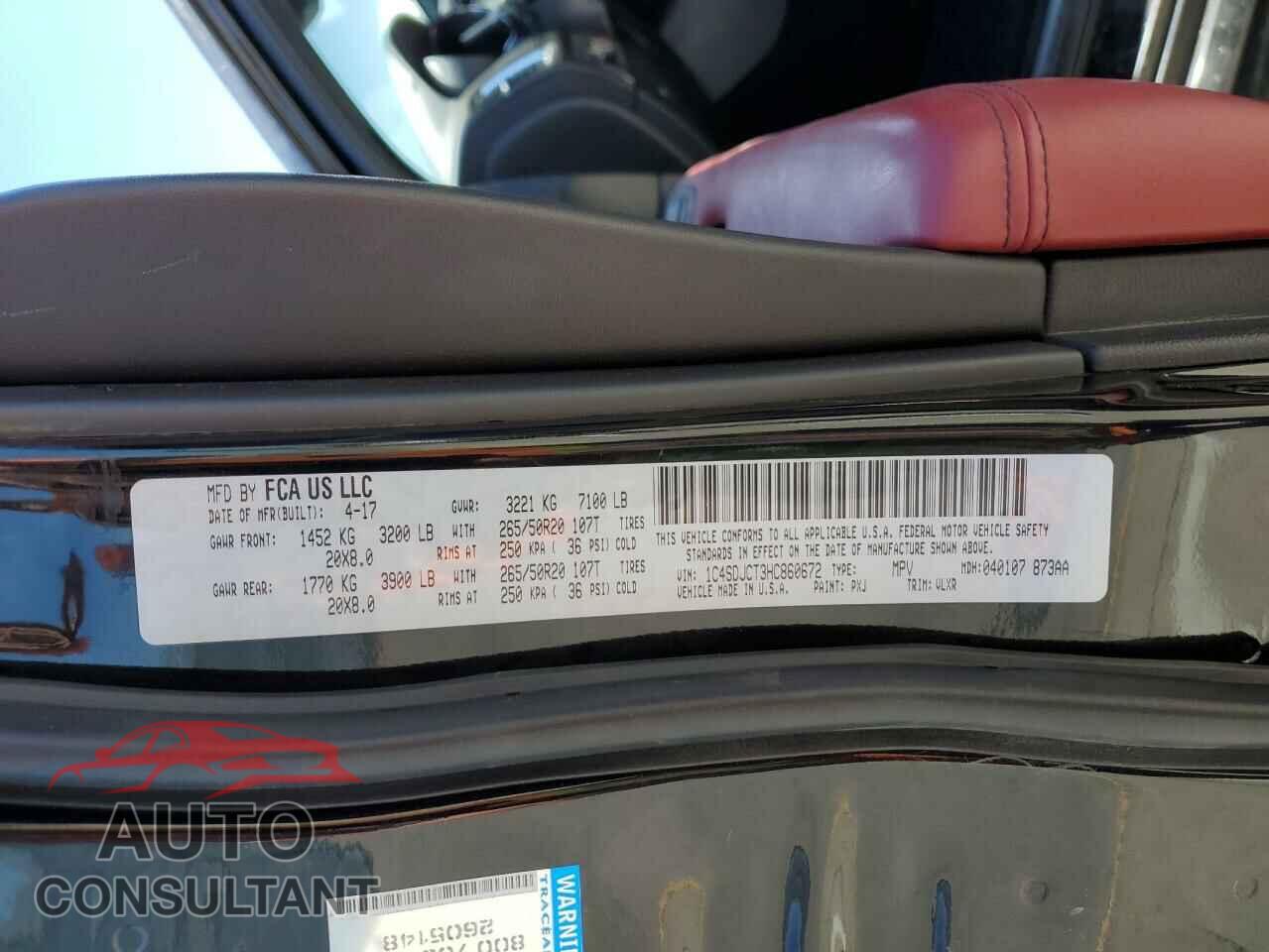 DODGE DURANGO 2017 - 1C4SDJCT3HC860672