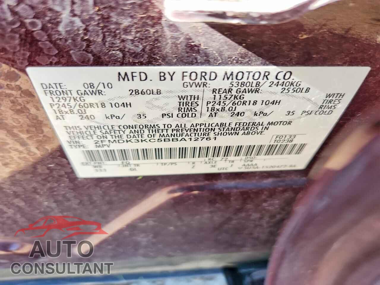 FORD EDGE 2011 - 2FMDK3KC5BBA12761