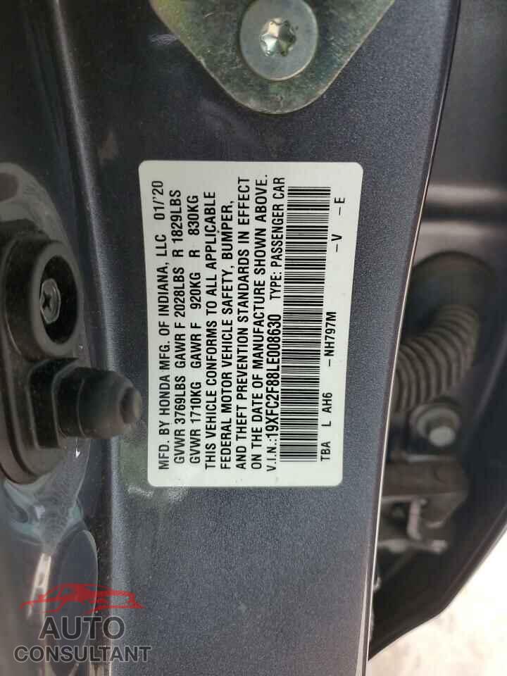 HONDA CIVIC 2020 - 19XFC2F88LE008630