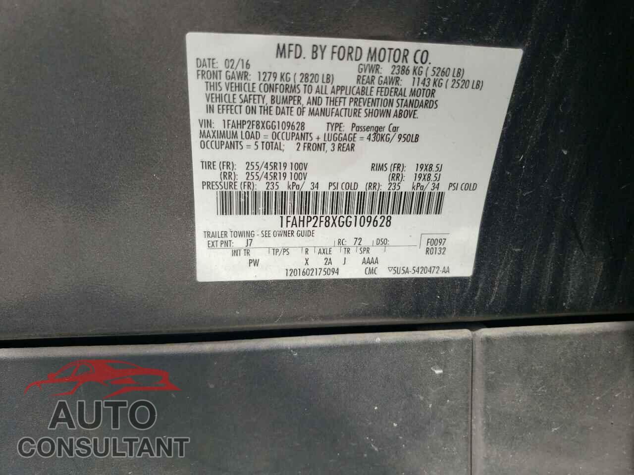 FORD TAURUS 2016 - 1FAHP2F8XGG109628