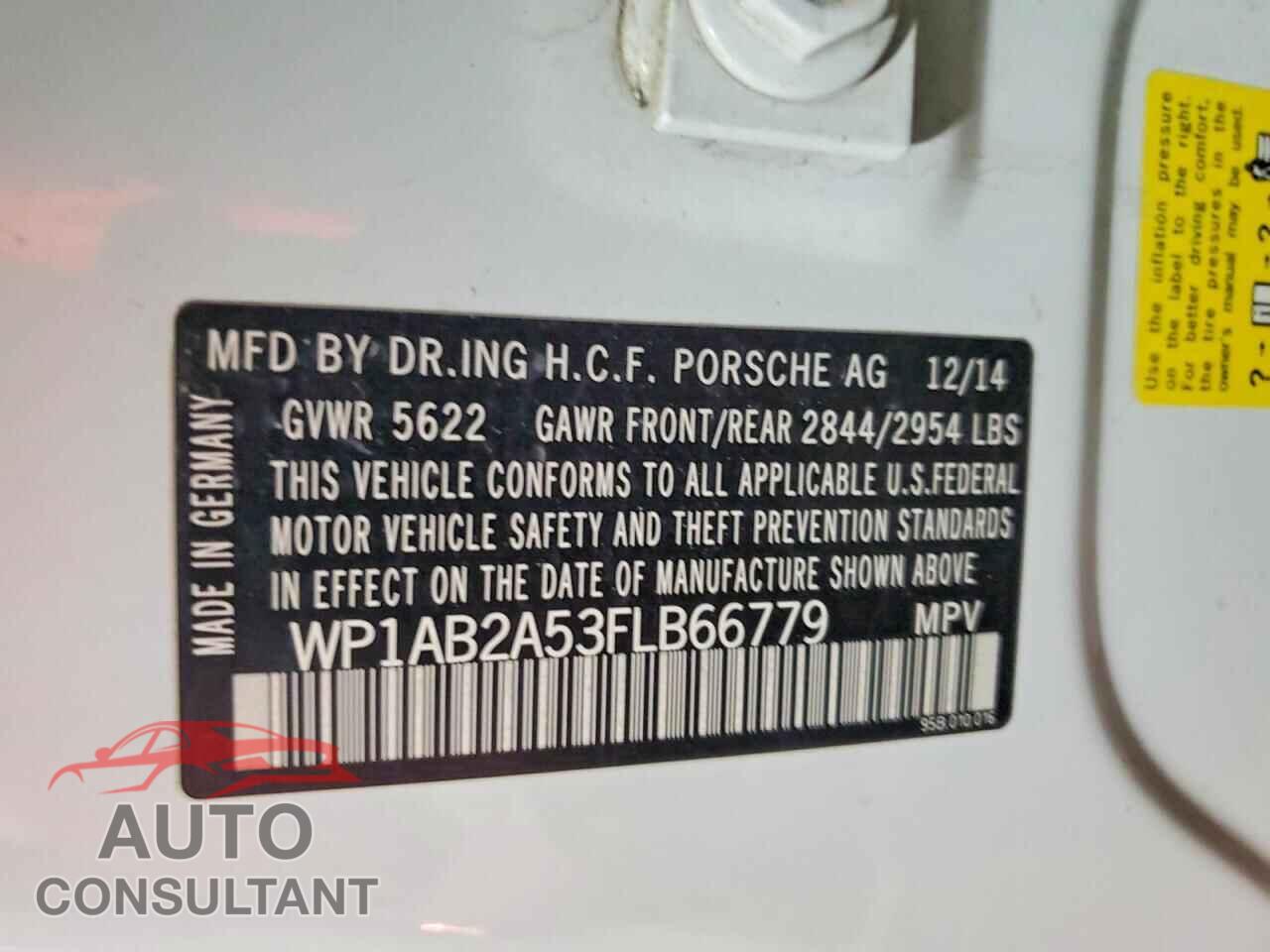 PORSCHE MACAN 2015 - WP1AB2A53FLB66779