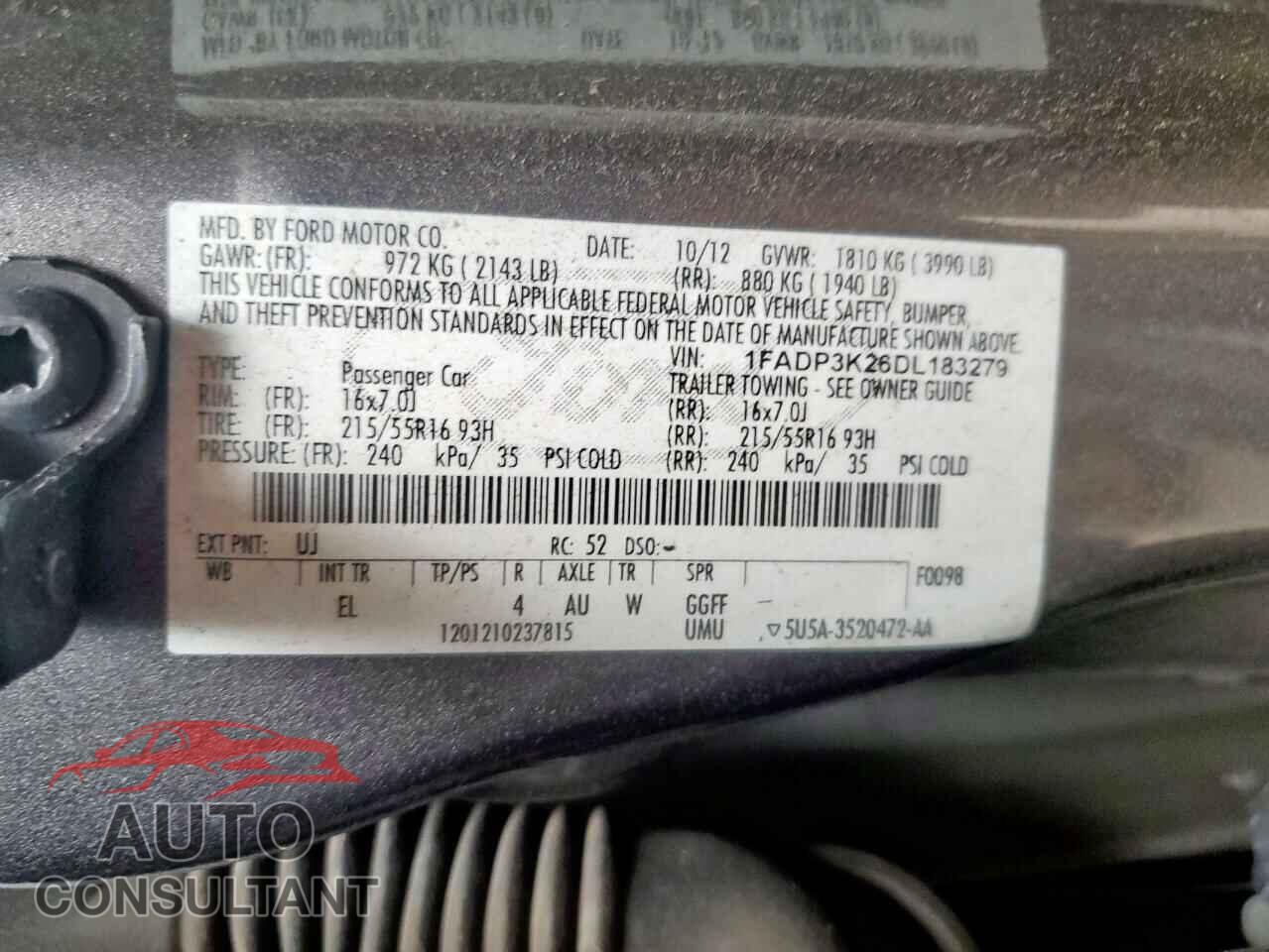 FORD FOCUS 2013 - 1FADP3K26DL183279