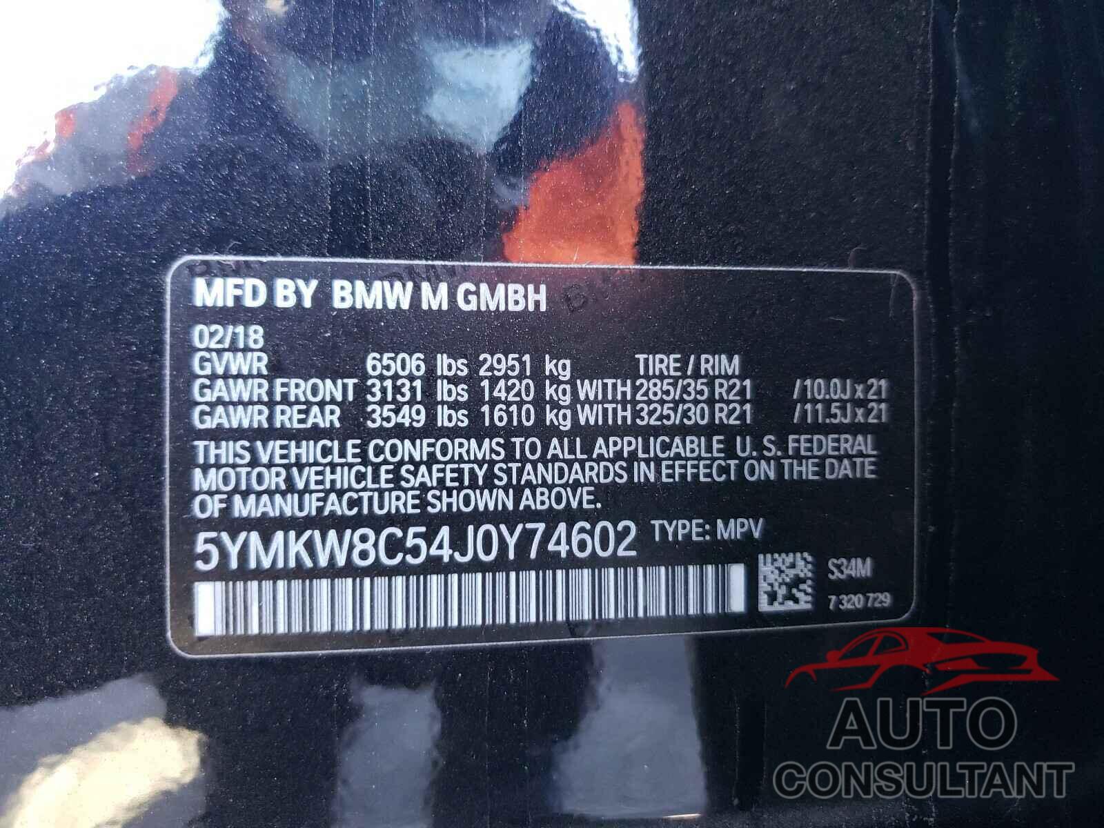 BMW X6 2018 - 5YMKW8C54J0Y74602