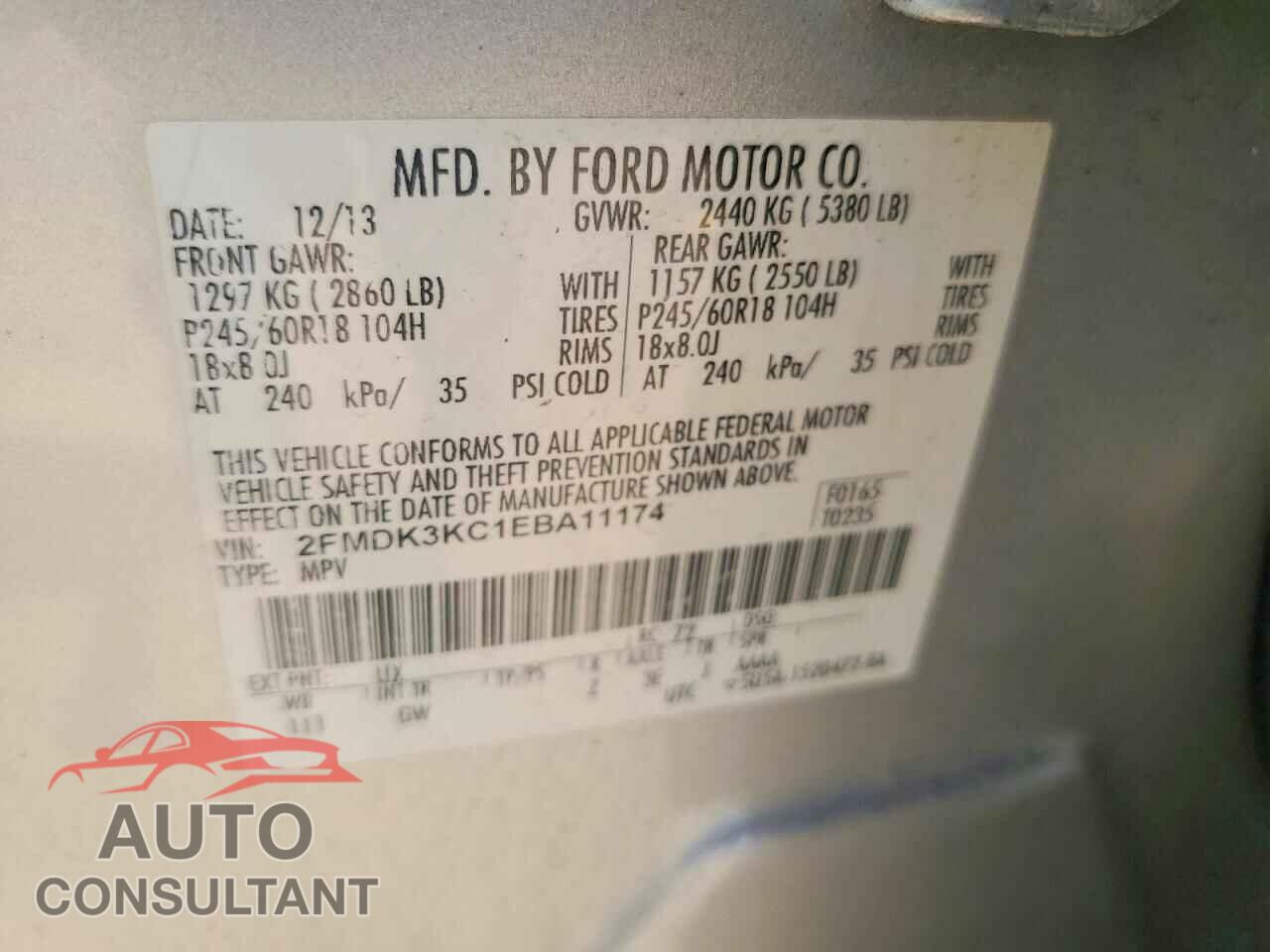 FORD EDGE 2014 - 2FMDK3KC1EBA11174
