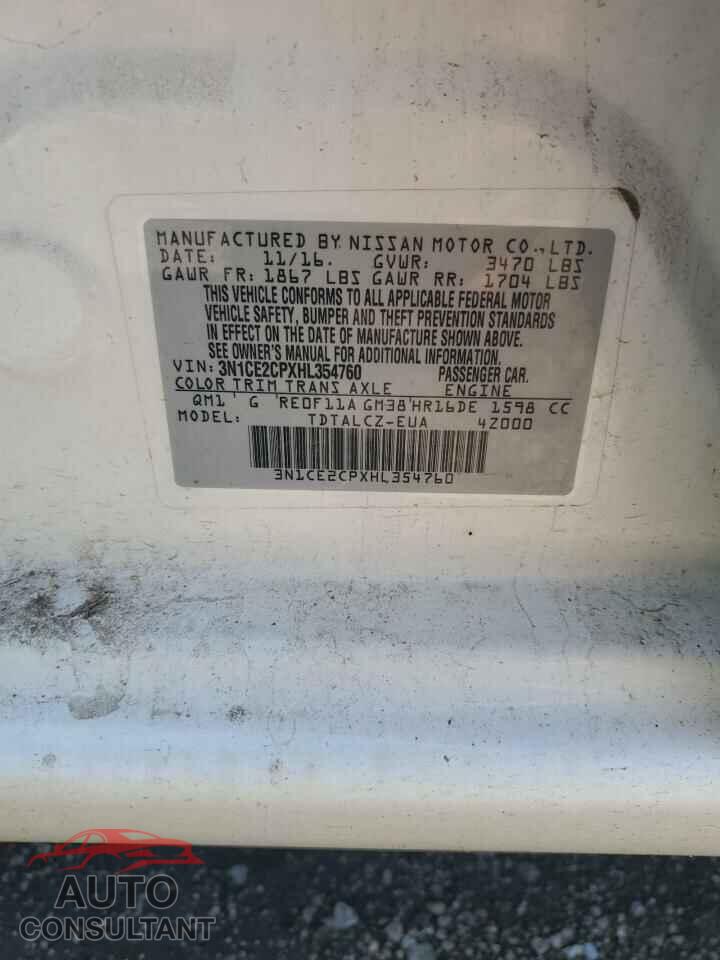 NISSAN VERSA 2017 - 3N1CE2CPXHL354760