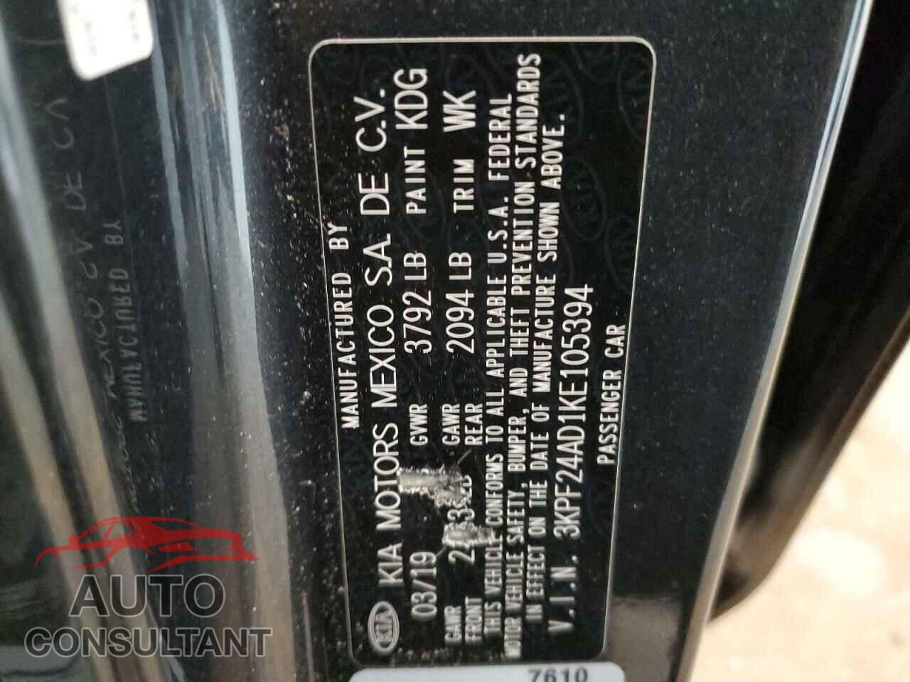 KIA FORTE 2019 - 3KPF24AD1KE105394