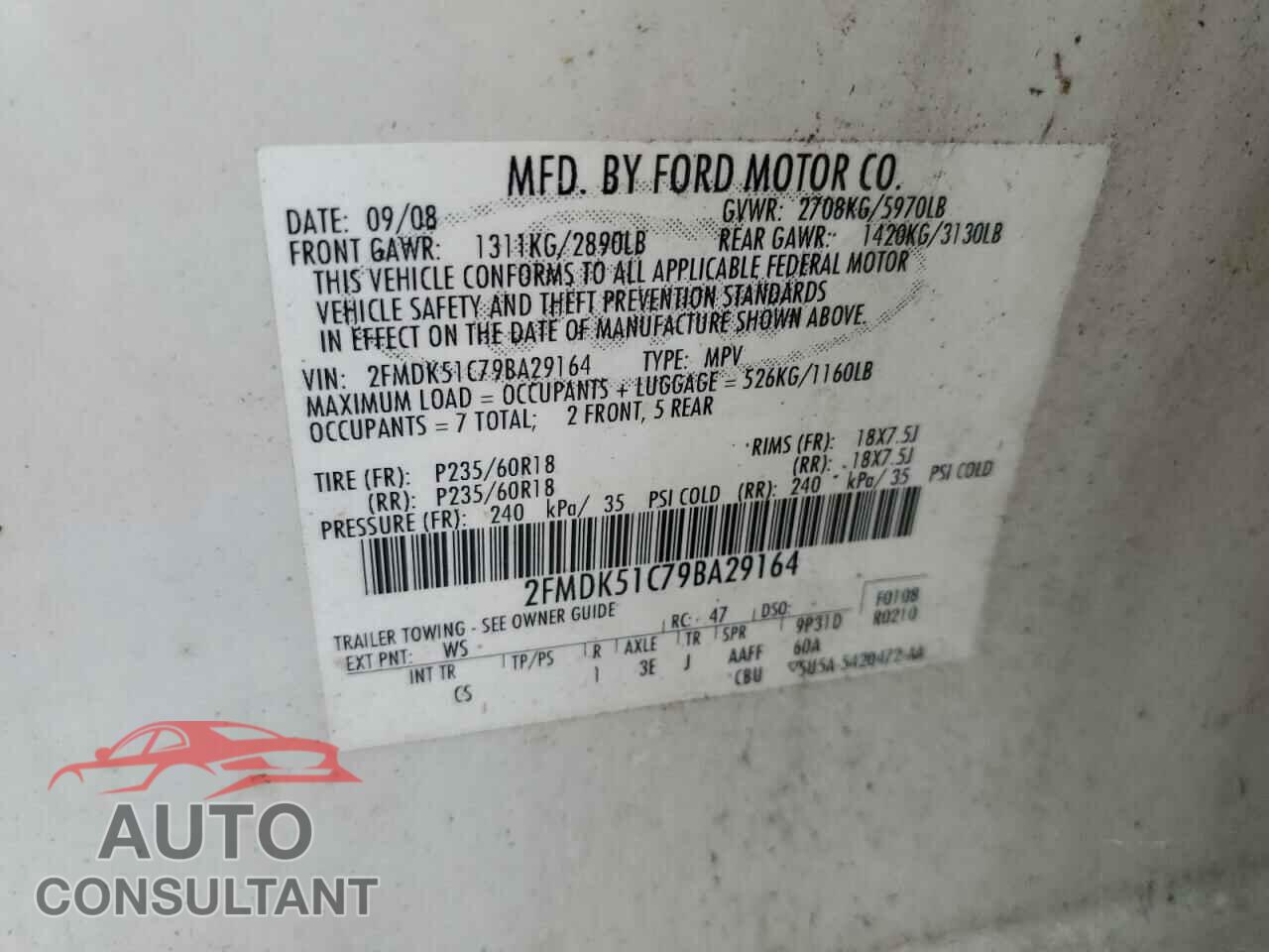FORD FLEX 2009 - 2FMDK51C79BA29164