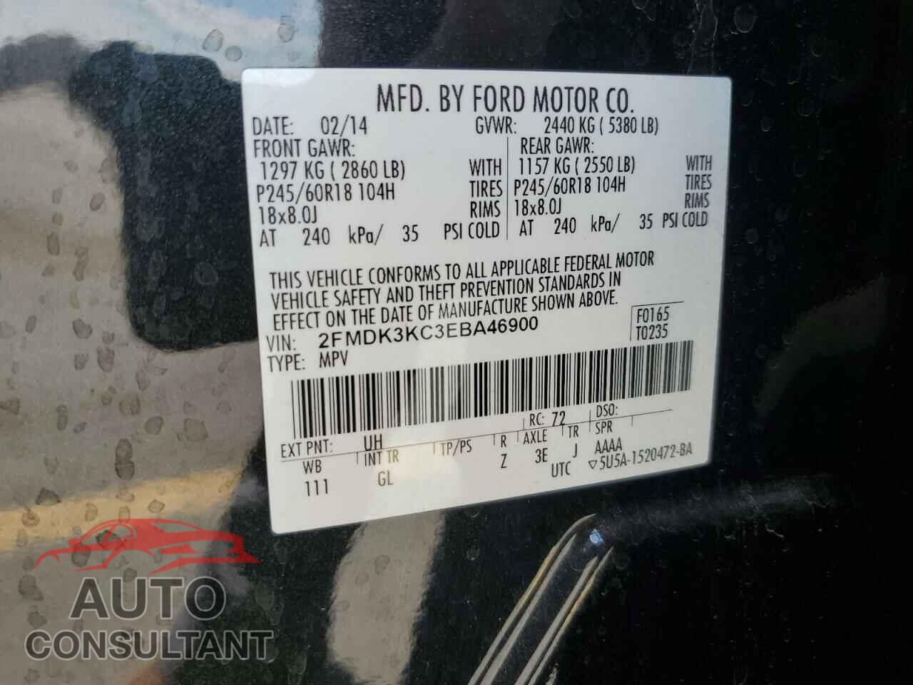 FORD EDGE 2014 - 2FMDK3KC3EBA46900