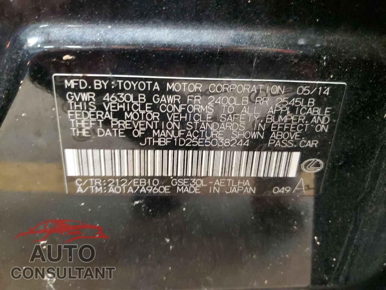 LEXUS IS 2014 - JTHBF1D25E5038244