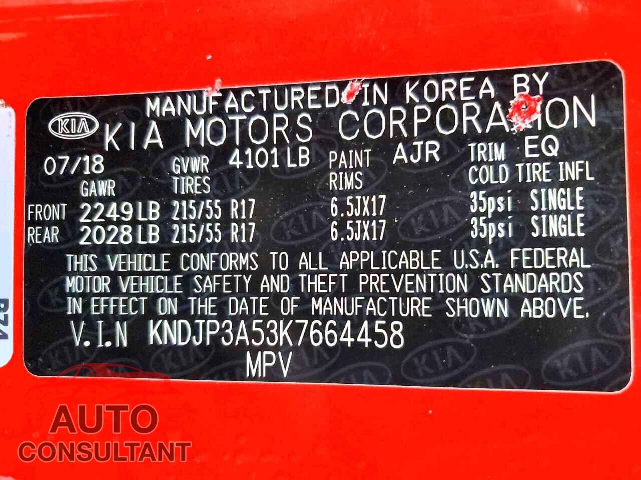 KIA SOUL 2019 - KNDJP3A53K7664458
