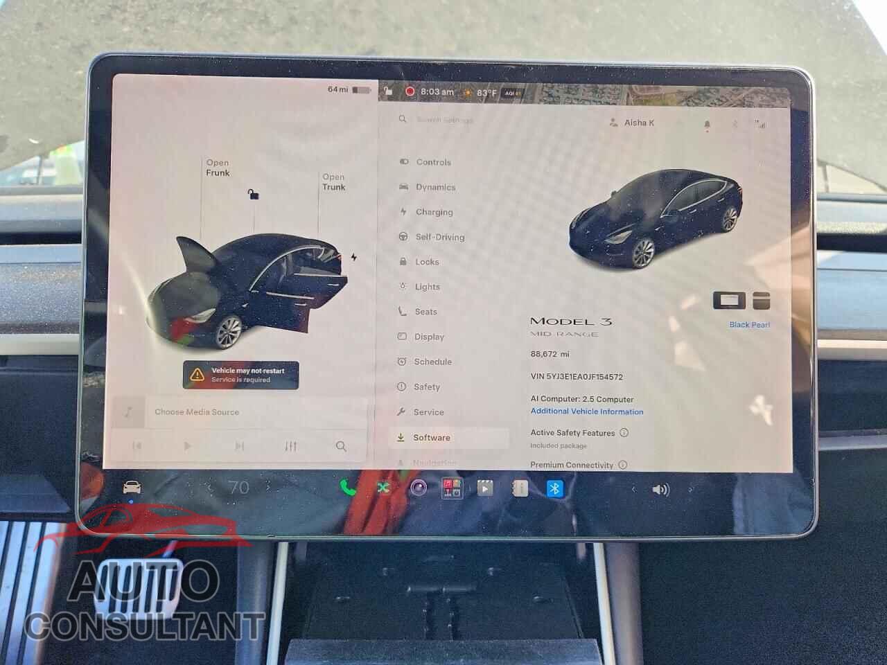 TESLA MODEL 3 2018 - 5YJ3E1EA0JF154572