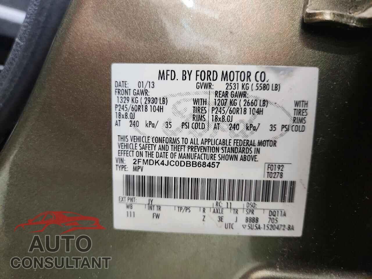 FORD EDGE 2013 - 2FMDK4JC0DBB68457