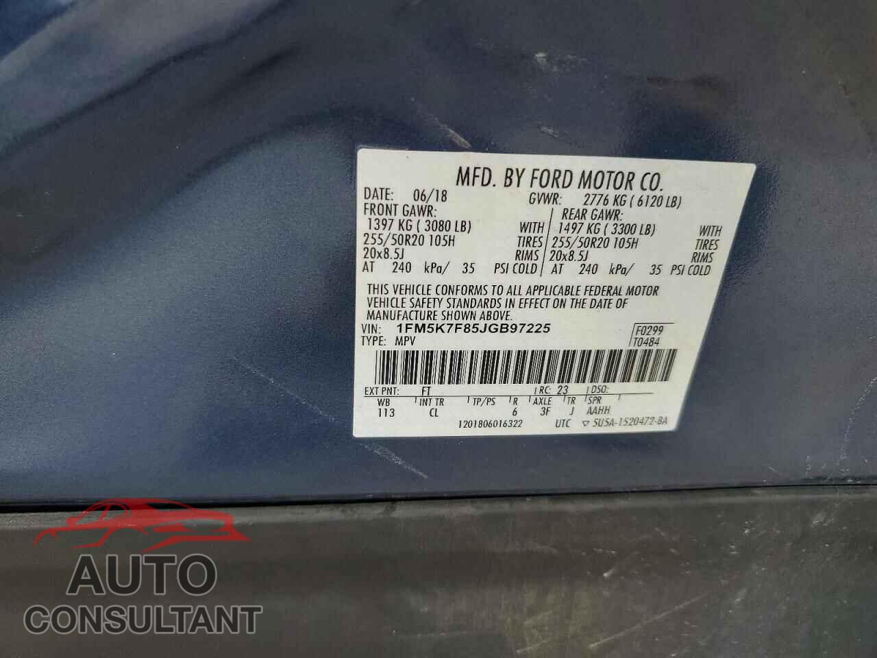 FORD EXPLORER 2018 - 1FM5K7F85JGB97225