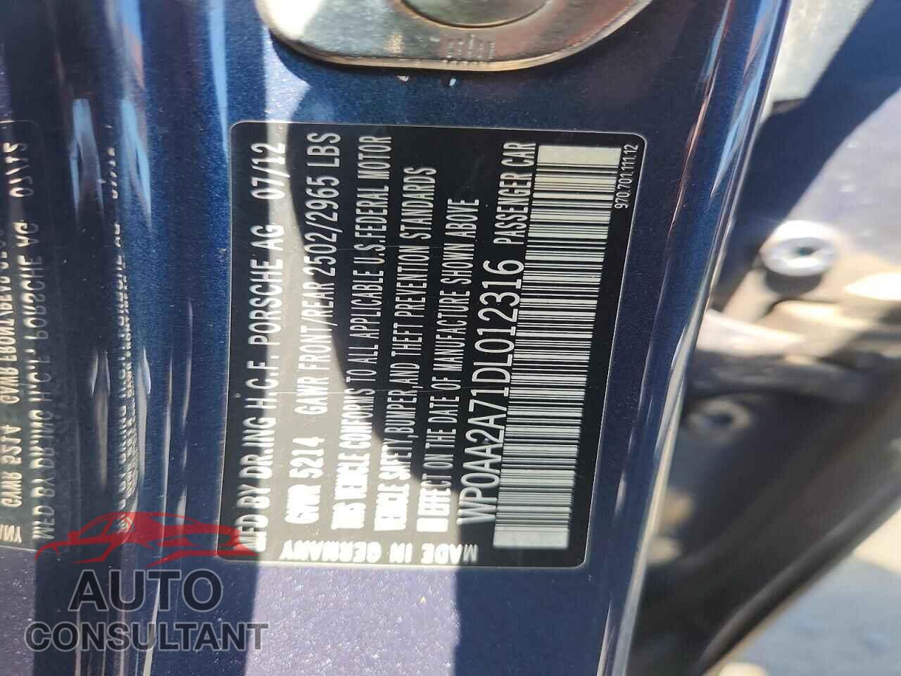 PORSCHE PANAMERA 2013 - WP0AA2A71DL012316
