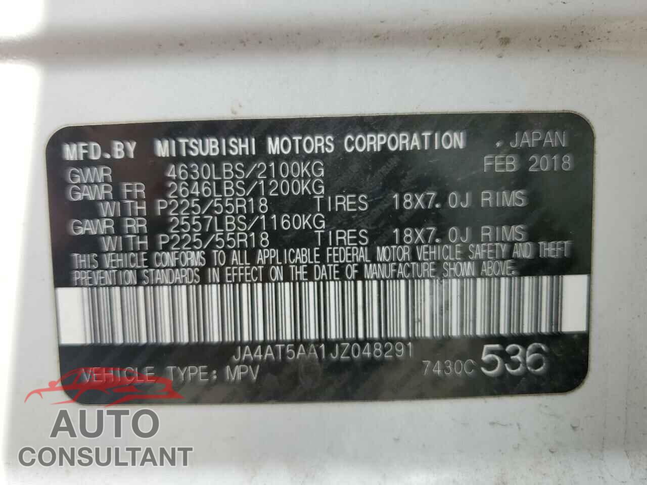 MITSUBISHI ECLIPSE 2018 - JA4AT5AA1JZ048291