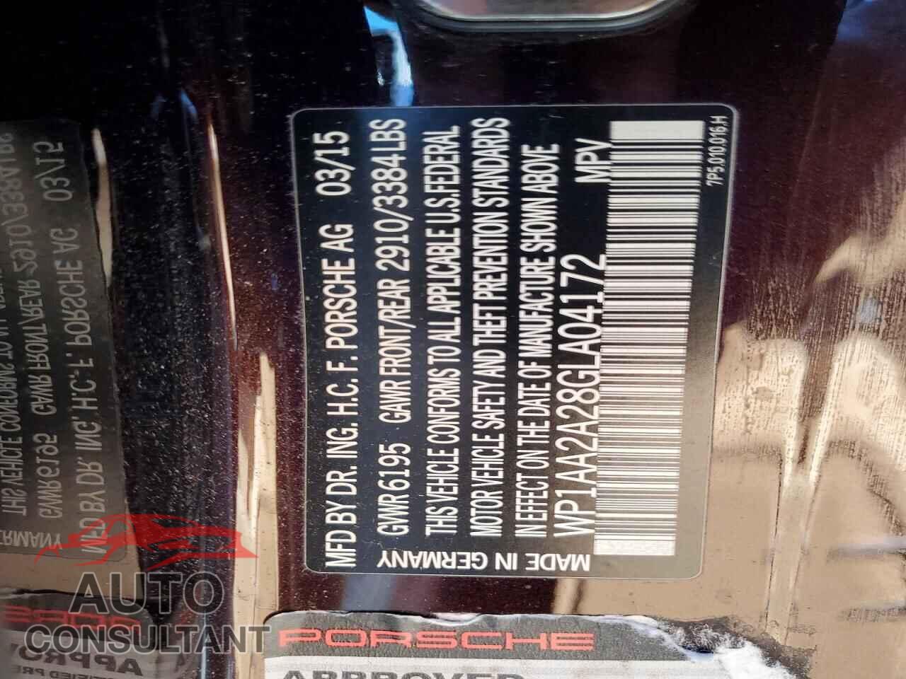 PORSCHE CAYENNE 2016 - WP1AA2A28GLA04172