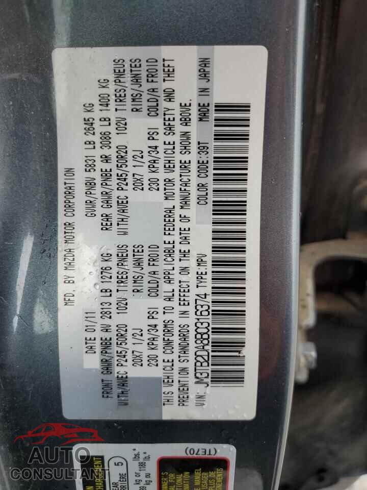 MAZDA CX-9 2011 - JM3TB2DA8B0316374
