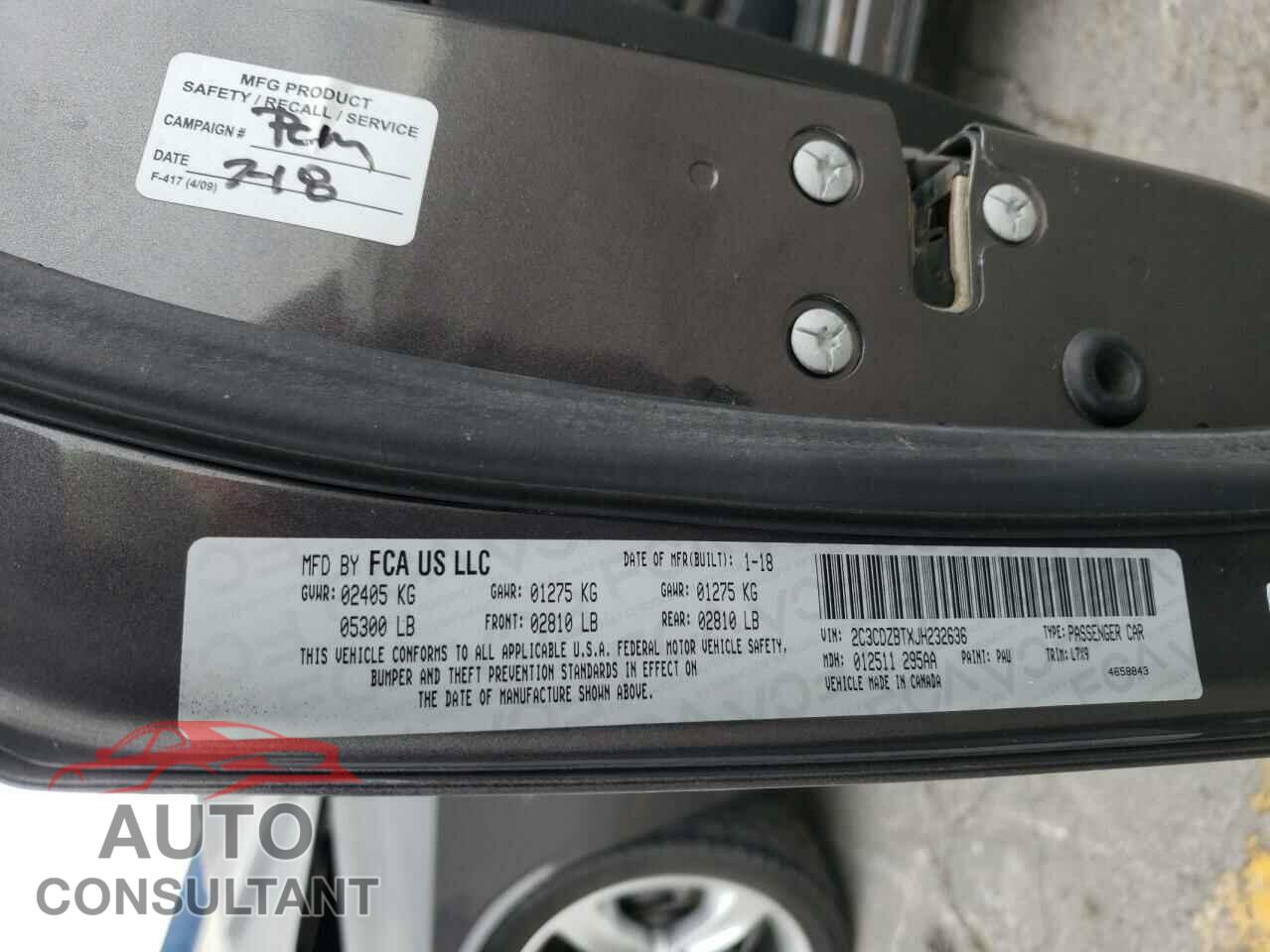 DODGE CHALLENGER 2018 - 2C3CDZBTXJH232636
