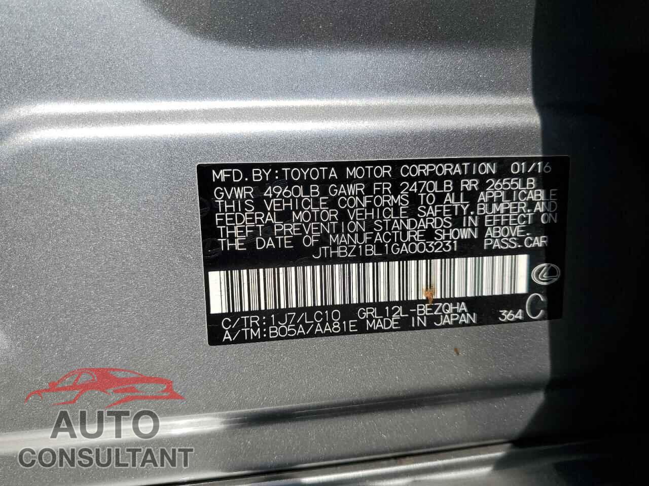 LEXUS GS350 2016 - JTHBZ1BL1GA003231