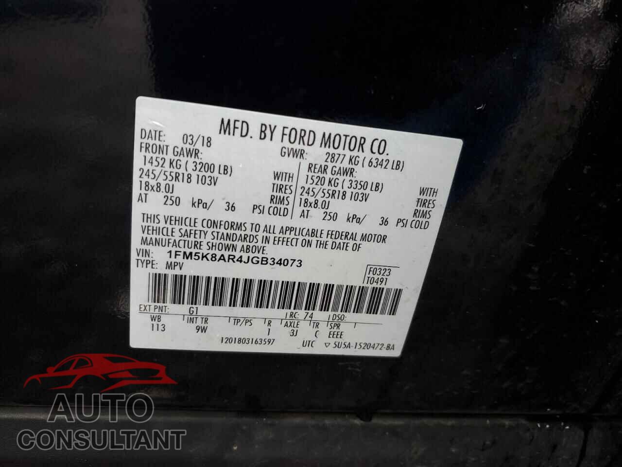 FORD EXPLORER 2018 - 1FM5K8AR4JGB34073