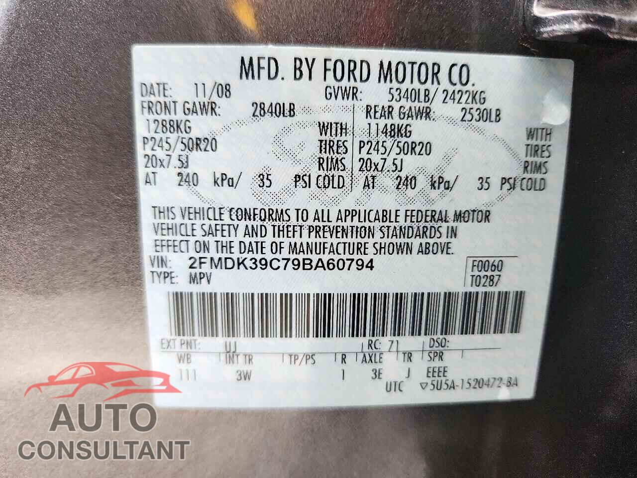 FORD EDGE 2009 - 2FMDK39C79BA60794