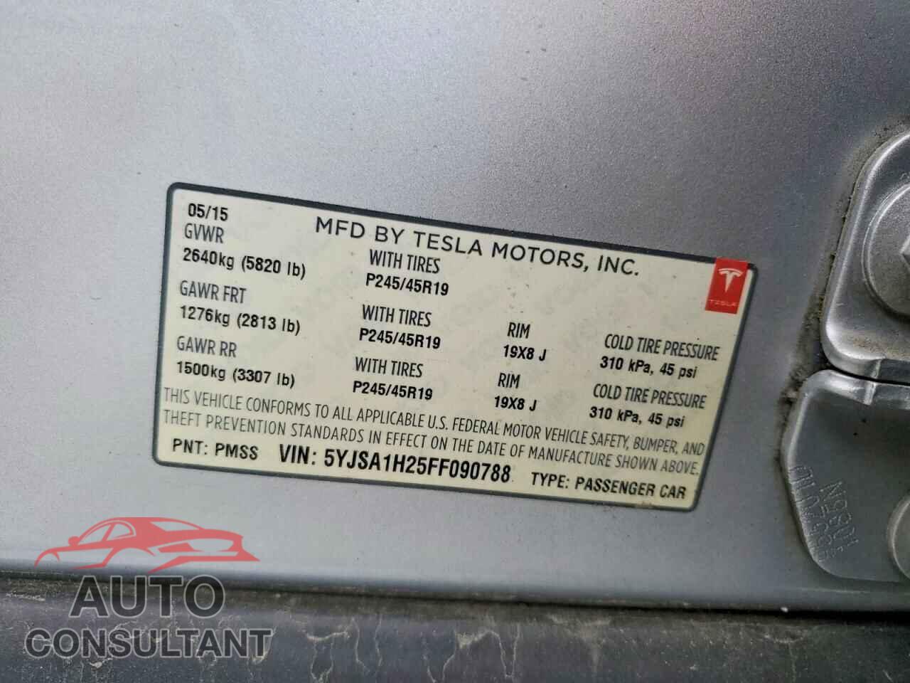 TESLA MODEL S 2015 - 5YJSA1H25FF090788