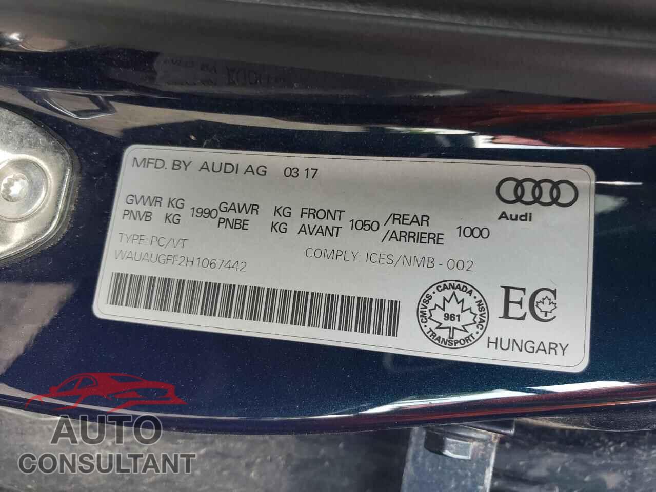 AUDI A3 2017 - WAUAUGFF2H1067442