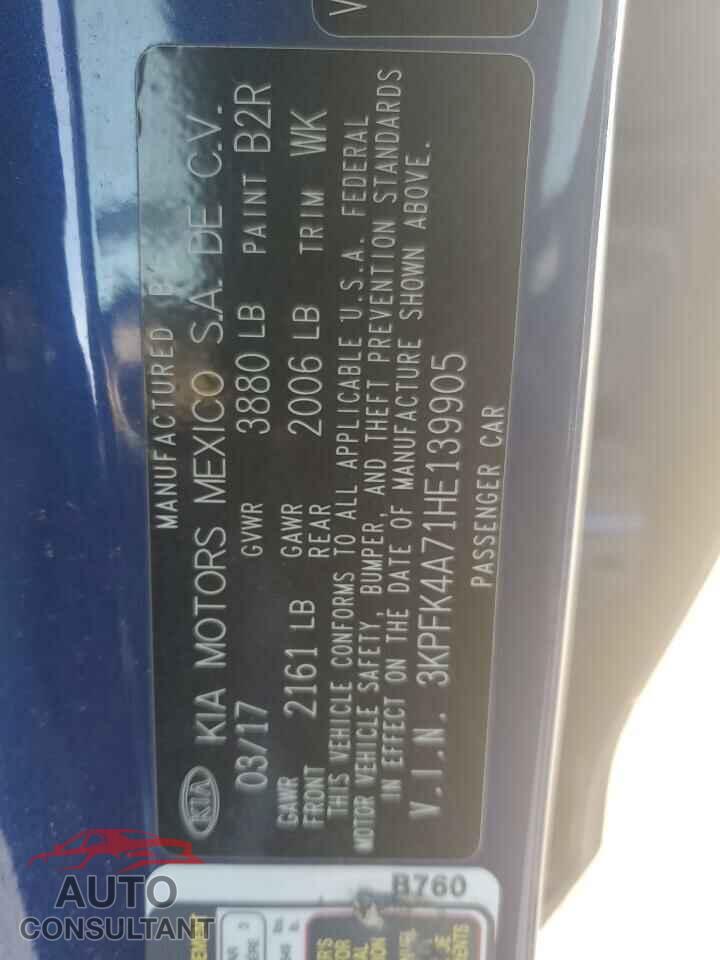 KIA FORTE 2017 - 3KPFK4A71HE139905