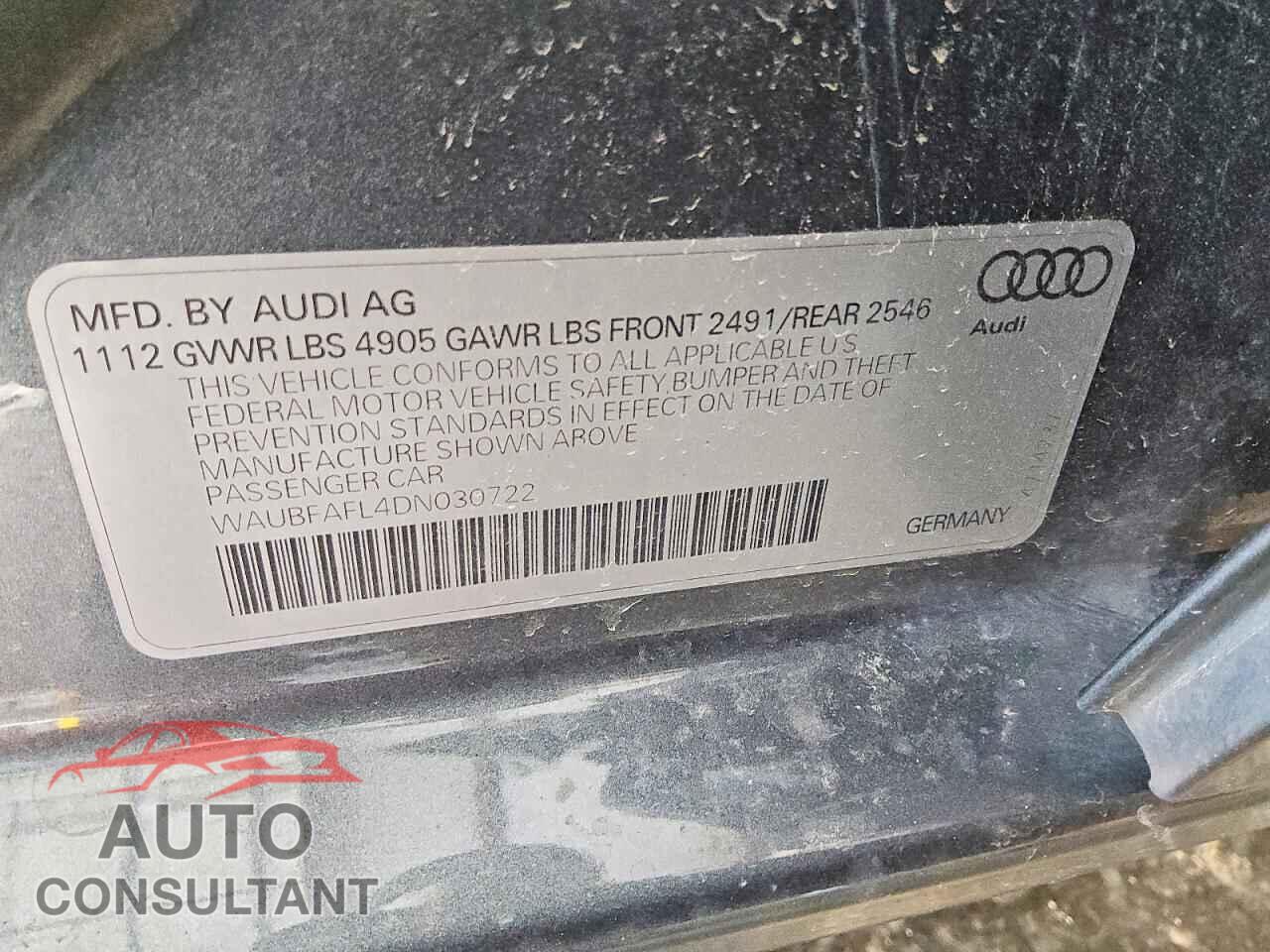 AUDI A4 2013 - WAUBFAFL4DN030722
