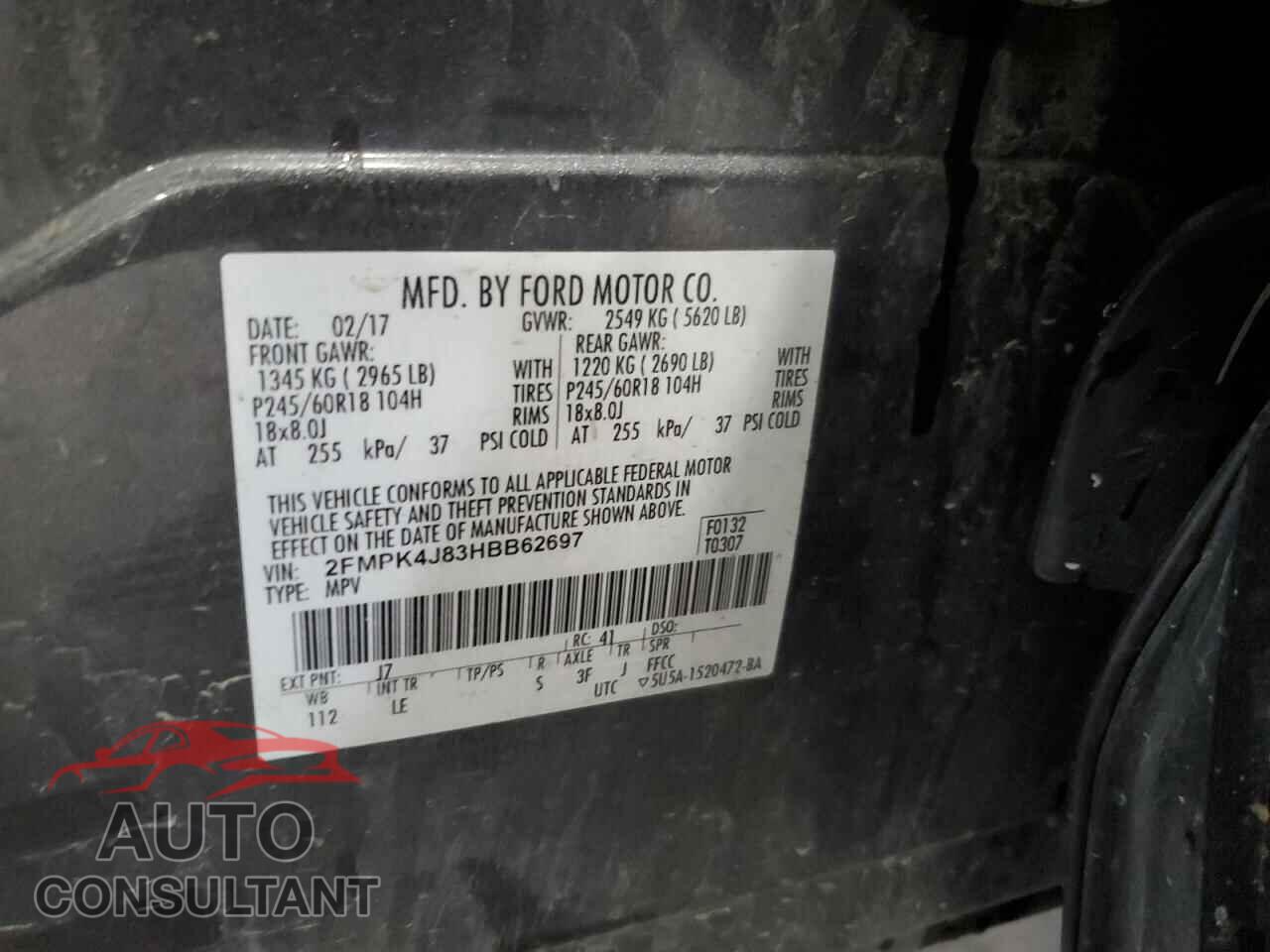 FORD EDGE 2017 - 2FMPK4J83HBB62697