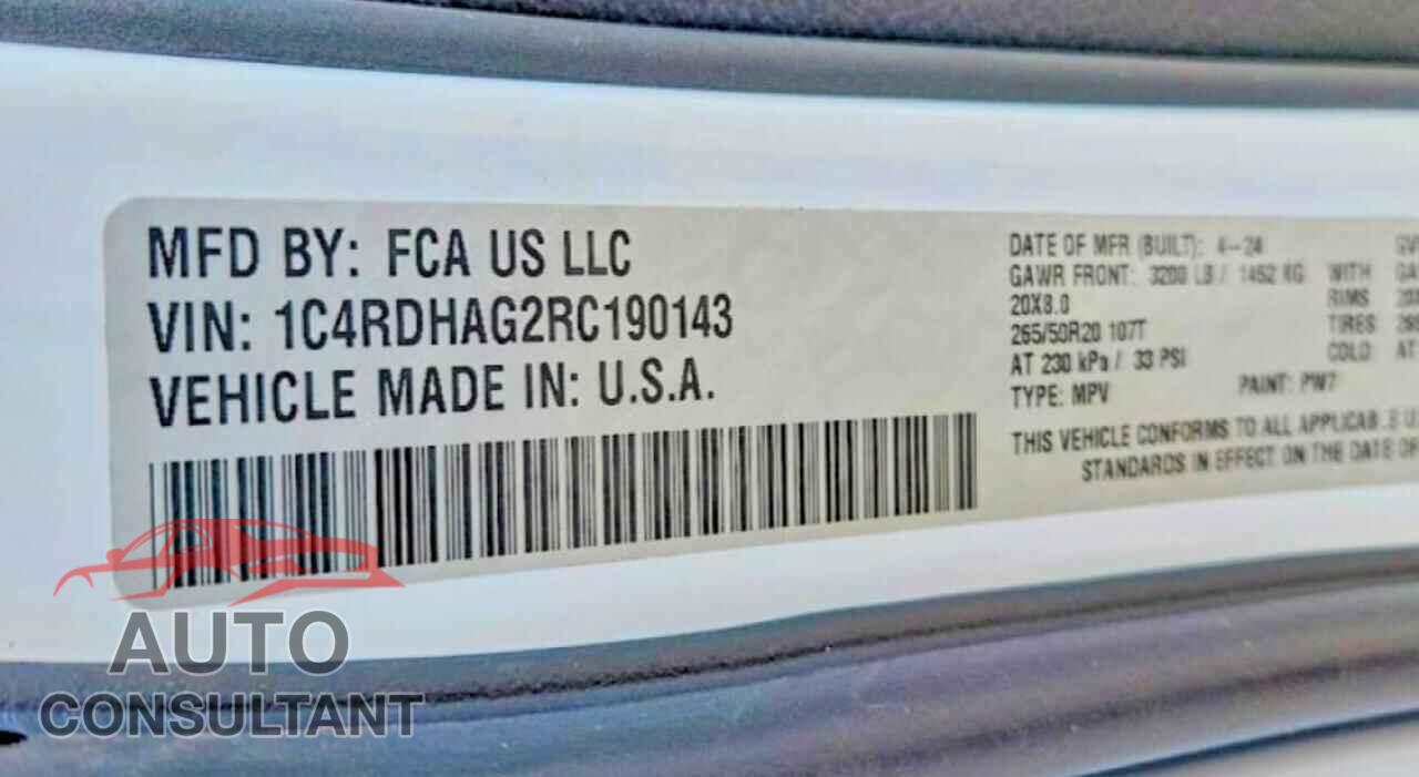 DODGE DURANGO 2024 - 1C4RDHAG2RC190143