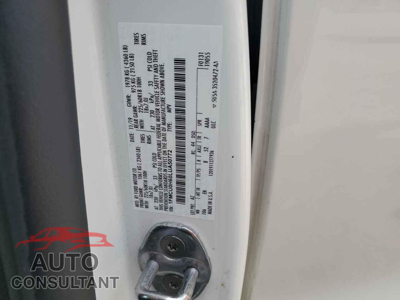 FORD ESCAPE 2020 - 1FMCU0H60LUA50772