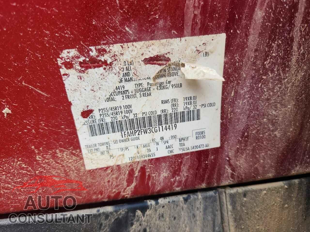 FORD TAURUS 2012 - 1FAHP2FW3CG114419