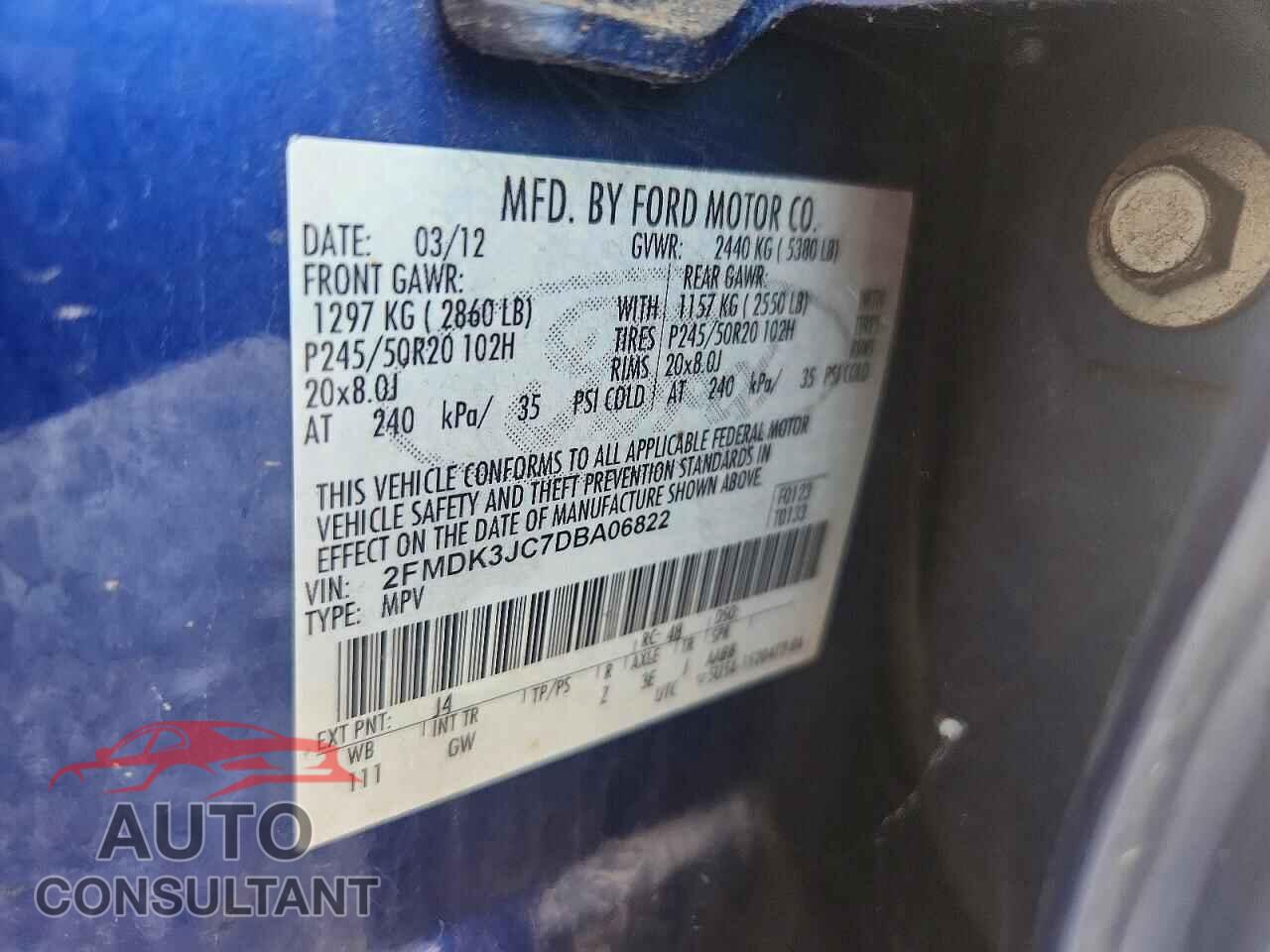 FORD EDGE 2013 - 2FMDK3JC7DBA06822