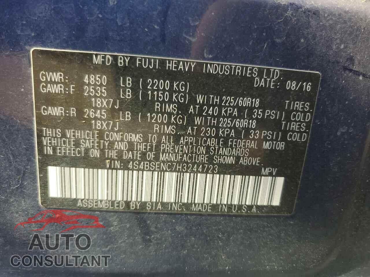 SUBARU OUTBACK 2017 - 4S4BSENC7H3244723
