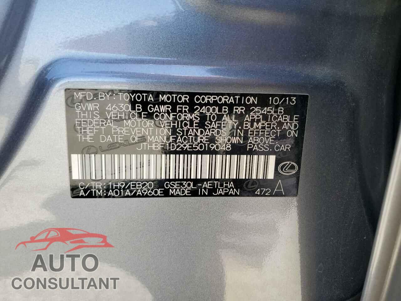 LEXUS IS 2014 - JTHBF1D29E5019048