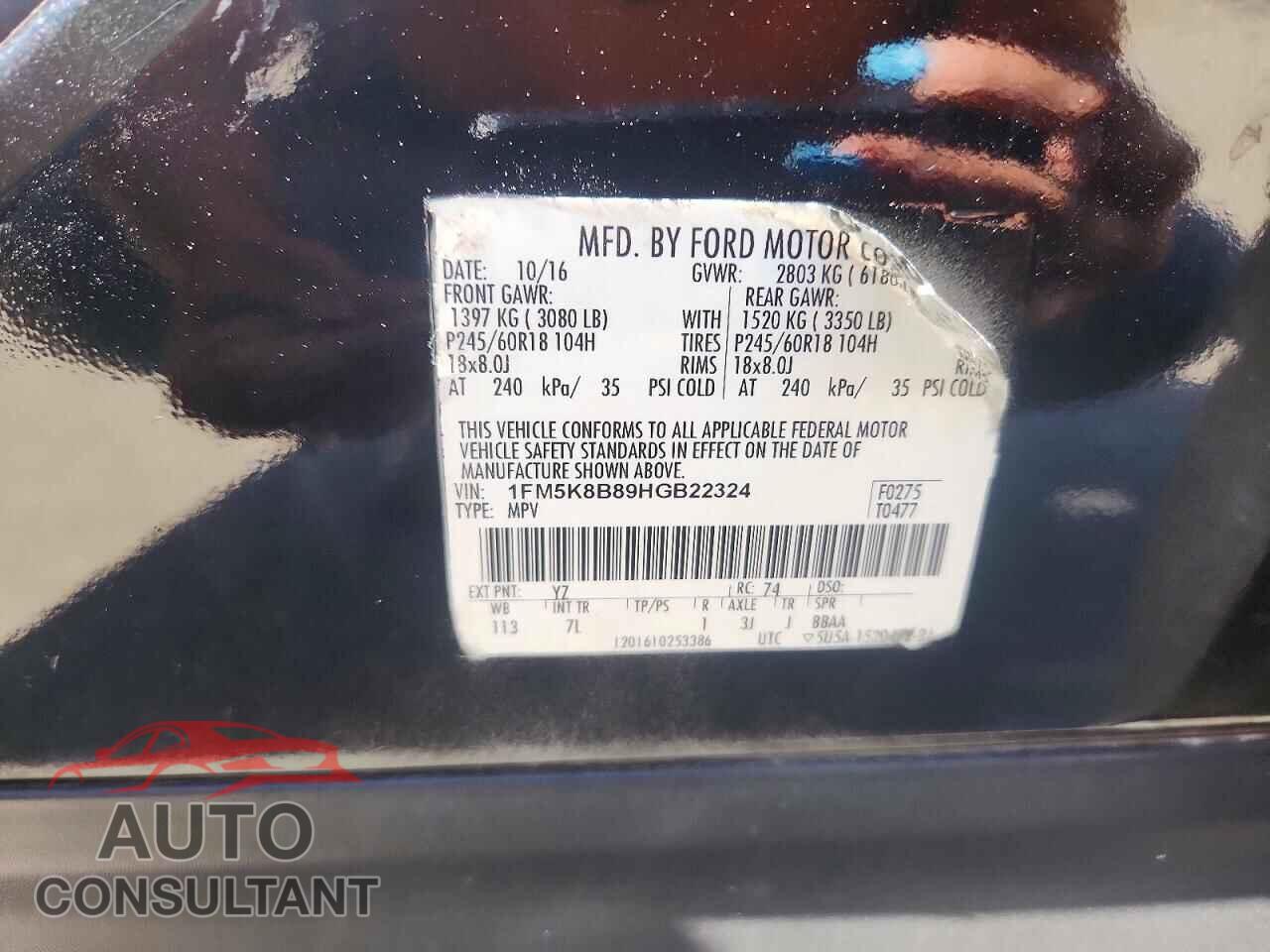 FORD EXPLORER 2017 - 1FM5K8B89HGB22324