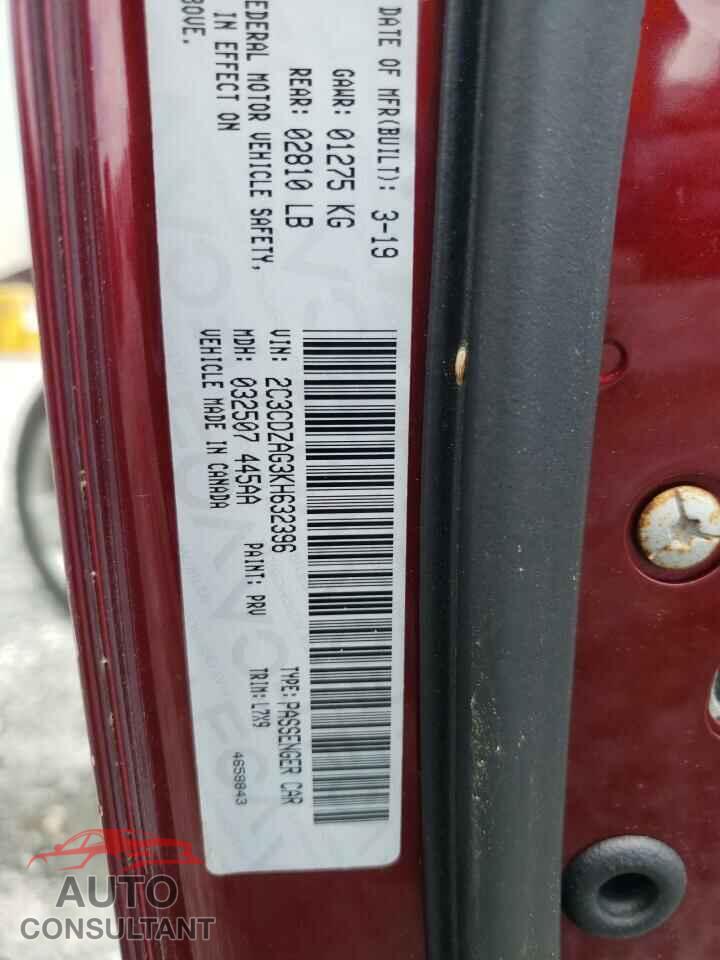 DODGE CHALLENGER 2019 - 2C3CDZAG3KH632396